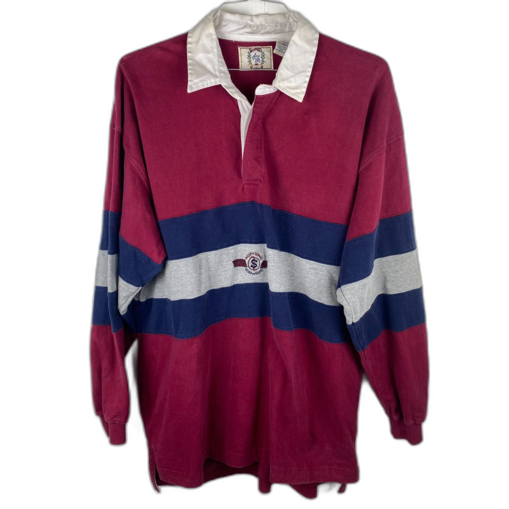 Vintage Sears Roebuck International Rugby Shirt Men’s XL Red Navy Gray 90s Style